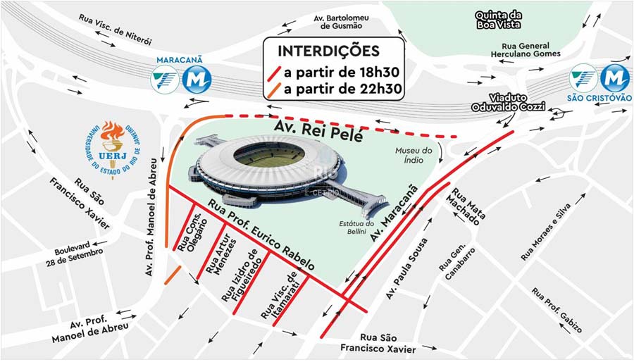 Entorno do Maracanã terá interdições para jogo do Fluminense pela