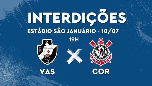 São Januário: esquema de trânsito para Vasco e Corinthians, às 19h, nesta quarta-feira (10/07)