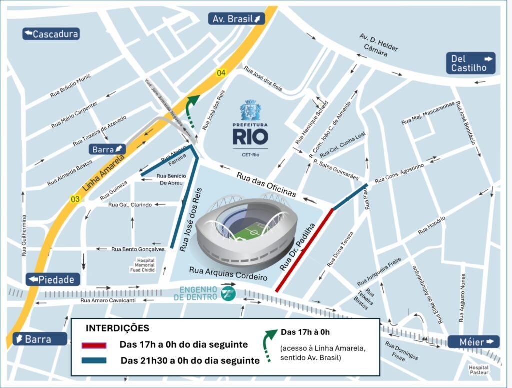 Engenho de Dentro: bloqueios para Botafogo x Athletico-PR nesta segunda-feira (24/08)