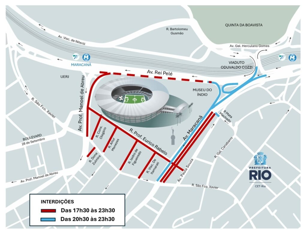 Maracanã: esquema especial de trânsito no entorno do estádio para Flamengo x Mirassol, nesta quarta (2/9)